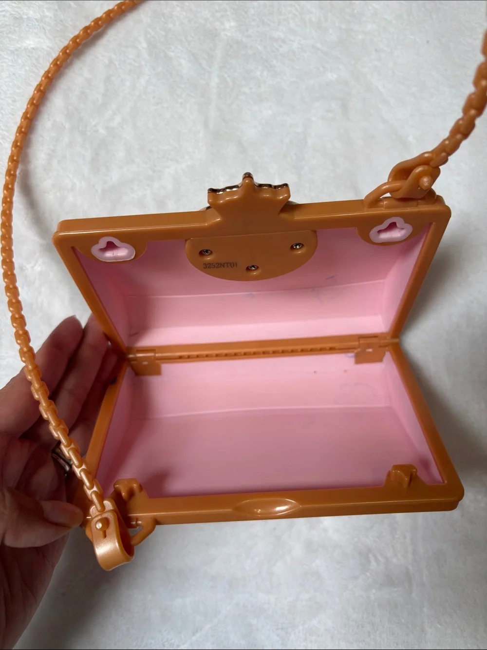 Disney Pink Mini Crossbody Bag with Princess Emblem and Tan Strap